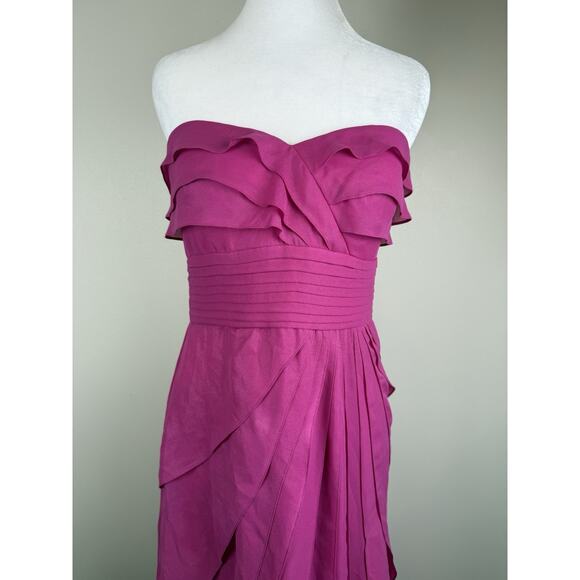 Vintage Y2K Cache Strapless Chiffon Long Formal Gown Dress Flowy Pink Sz 8 NWT - Picture 2 of 9
